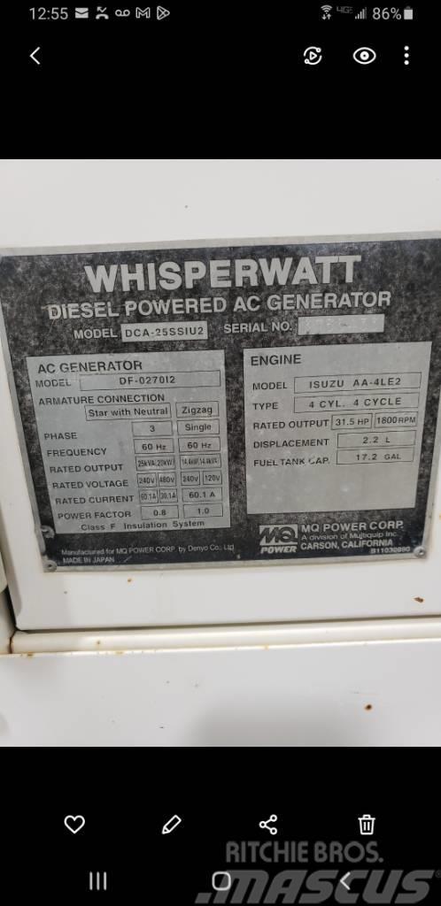 Whisperwatt Diesel Powered AC Generator DF-027012 Dieselgeneraattorit