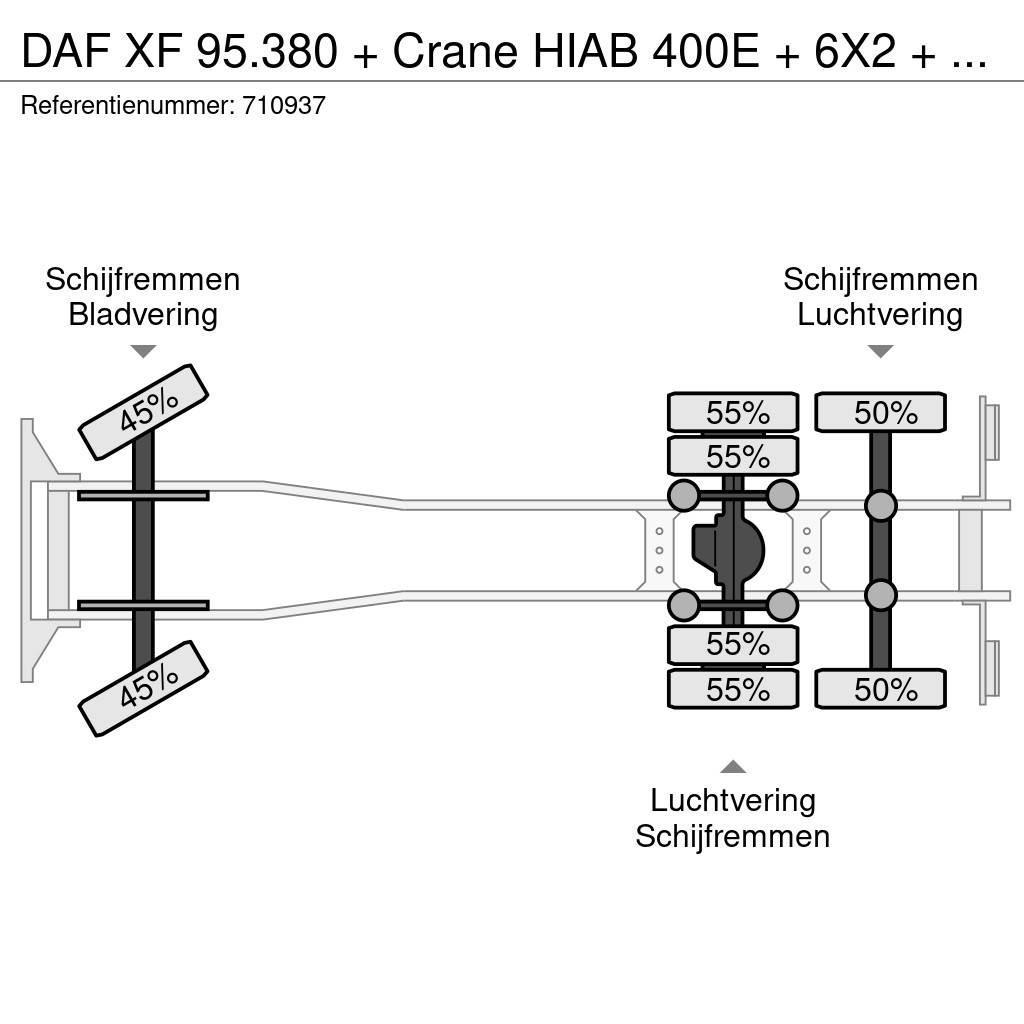 DAF XF 95.380 + Crane HIAB 400E + 6X2 + AIRCO Mobiilinosturit