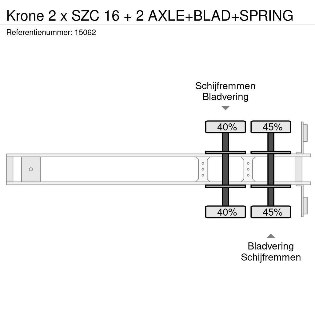 Krone 2 x SZC 16 + 2 AXLE+BLAD+SPRING Konttipuoliperävaunut
