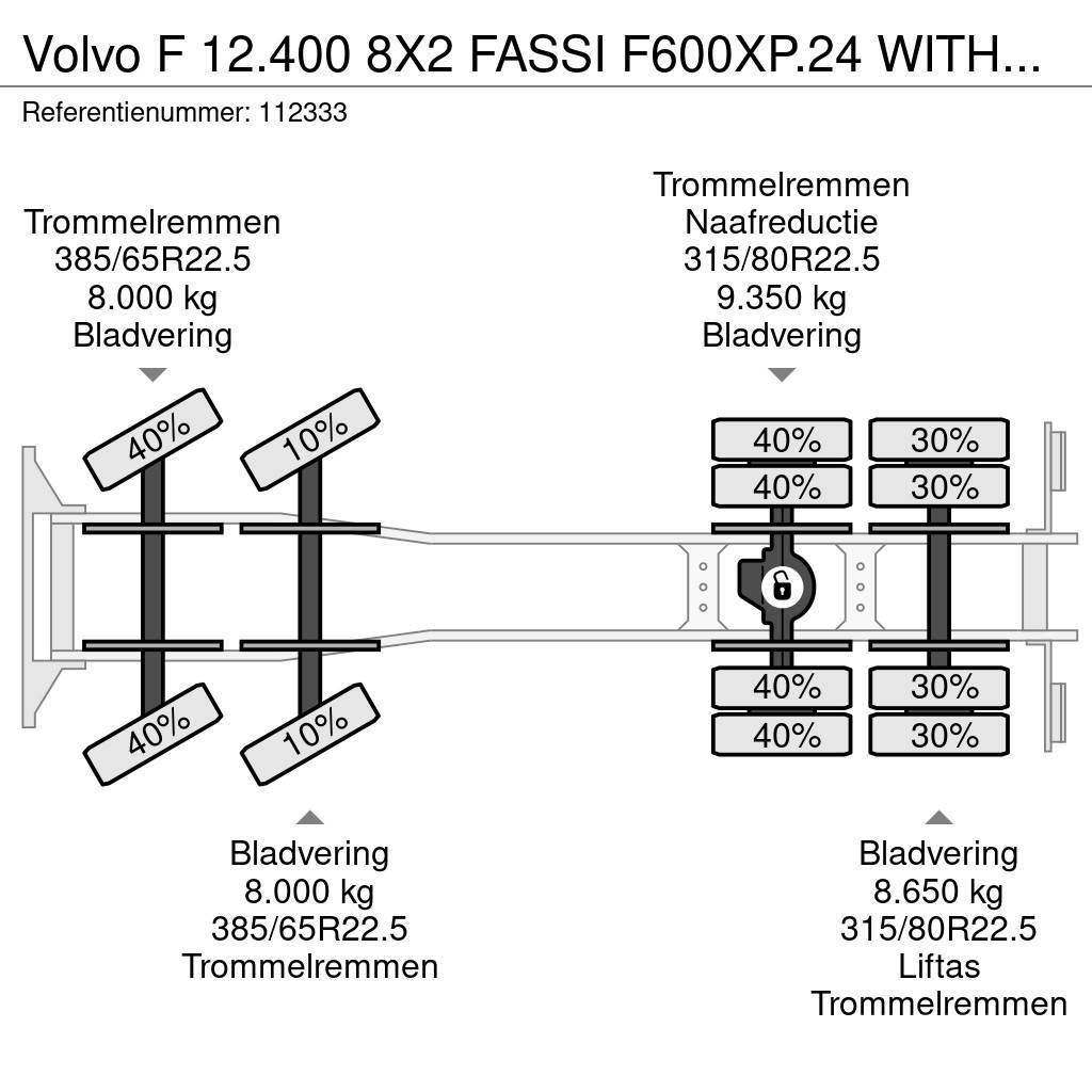 Volvo F 12.400 8X2 FASSI F600XP.24 WITH JIB Mobiilinosturit