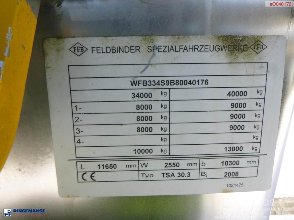 Feldbinder Chemical tank inox L4BH 30 m3 / 1 comp + pump Säiliöpuoliperävaunut