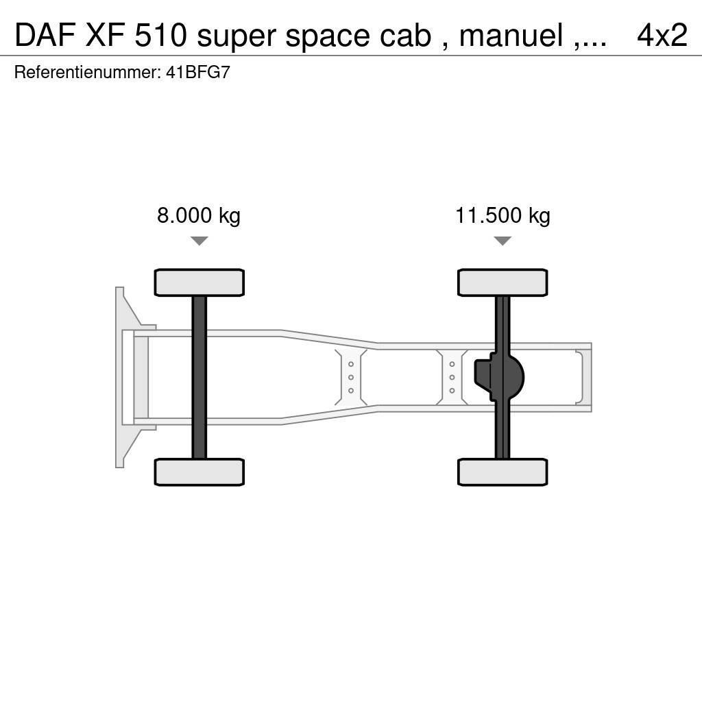 DAF XF 510 super space cab , manuel , euro 6, top cond Vetopöytäautot