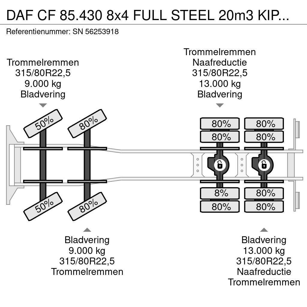 DAF CF 85.430 8x4 FULL STEEL 20m3 KIPPER (EURO 3 / ZF1 Sora- ja kippiautot