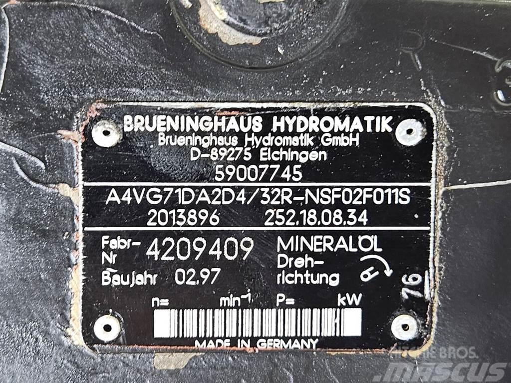 Brueninghaus Hydromatik A4VG71DA2D4/32R-Drive pump/Fahrpumpe Hydrauliikka