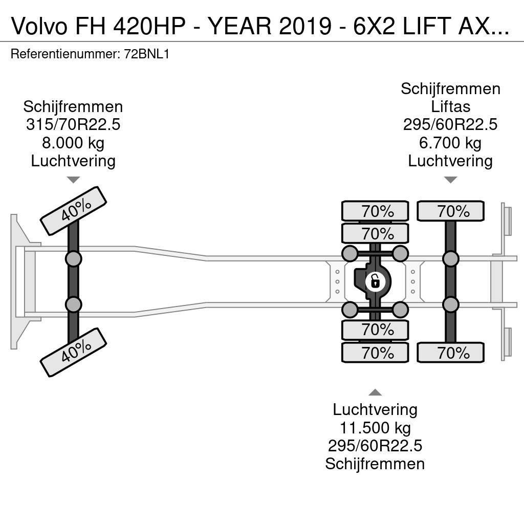 Volvo FH 420HP - YEAR 2019 - 6X2 LIFT AXLE - 307.000KM - Kuorma-autoalustat