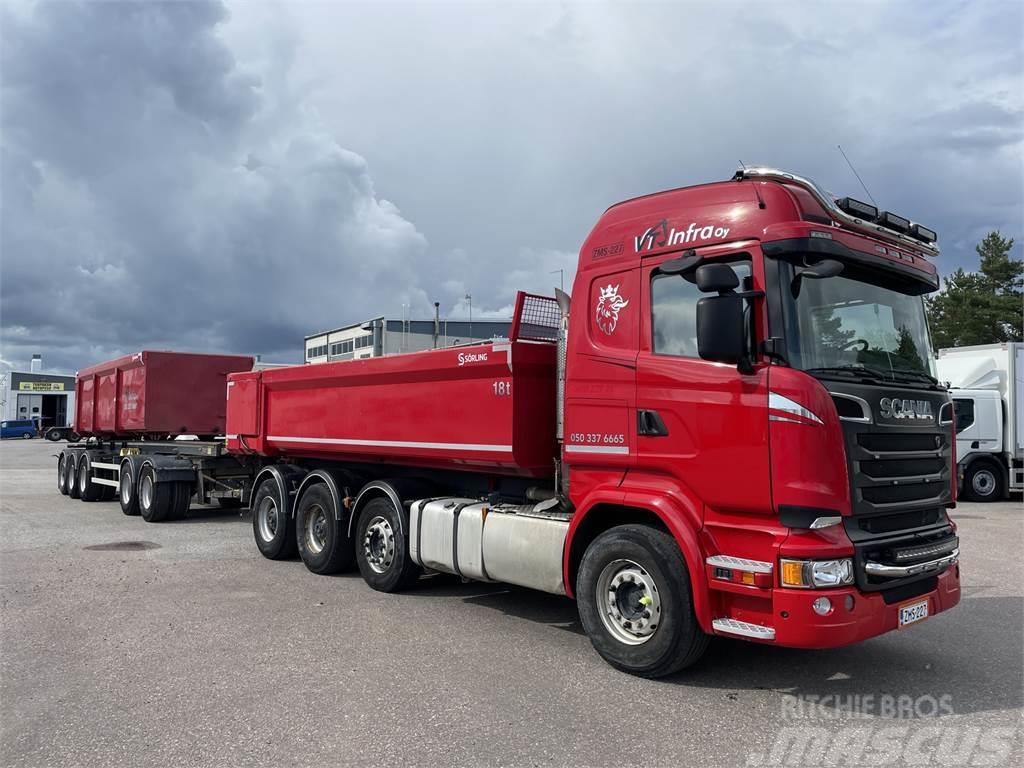 Scania R730 8x4, 76 tonninen automaattikas.yhdistelmä Sora- ja kippiautot