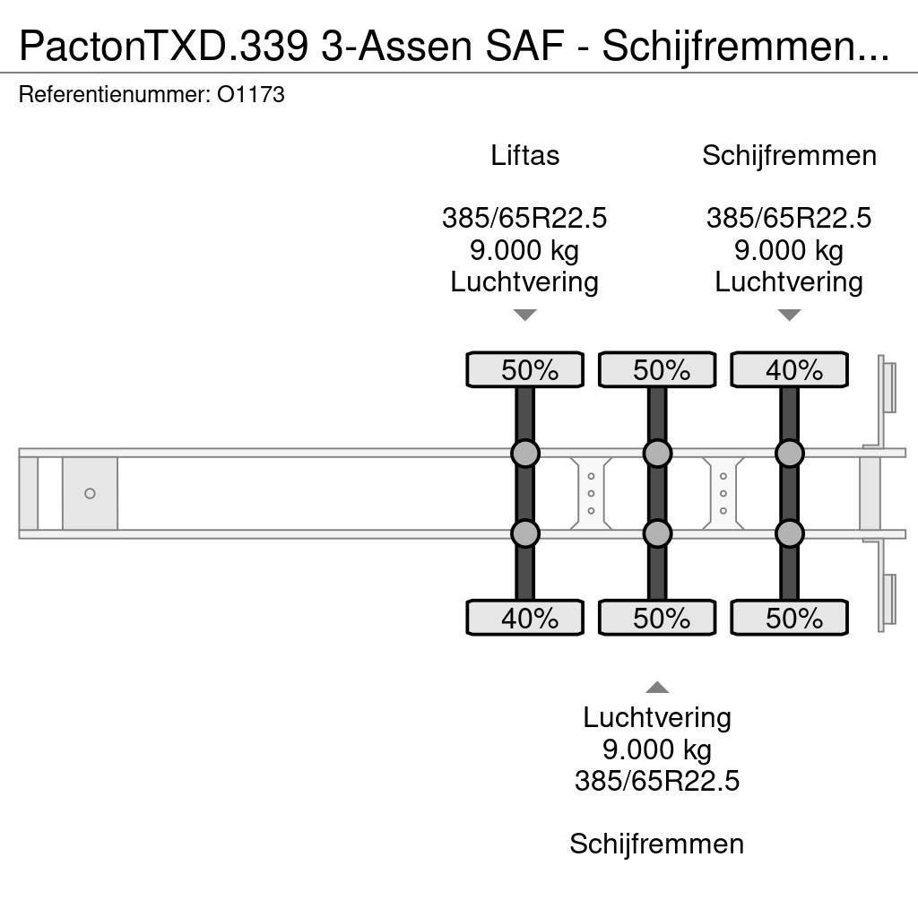 Pacton TXD.339 3-Assen SAF - Schijfremmen - Liftas - Kooi Lavapuoliperävaunut