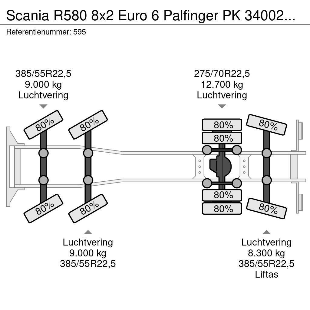 Scania R580 8x2 Euro 6 Palfinger PK 34002-SHF 7 x Hydr. W Mobiilinosturit