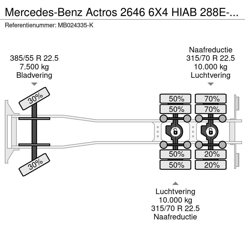 Mercedes-Benz Actros 2646 6X4 HIAB 288E-6 HiPro + FLYJIB 70X + R Mobiilinosturit