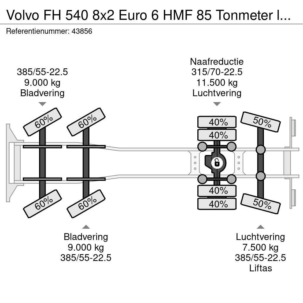 Volvo FH 540 8x2 Euro 6 HMF 85 Tonmeter laadkraan + Fly- Mobiilinosturit