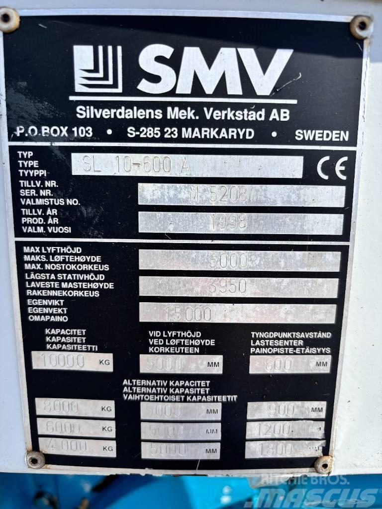 SMV SL 10-600 A + extra counterweight 12t. capacity Dieseltrukit