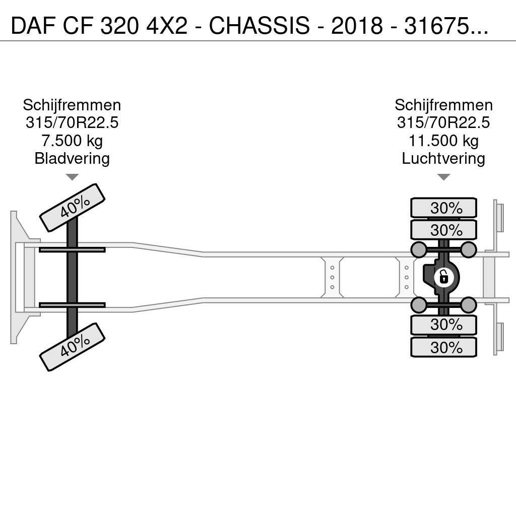 DAF CF 320 4X2 - CHASSIS - 2018 - 316750KM - LAADKLEP Kuorma-autoalustat