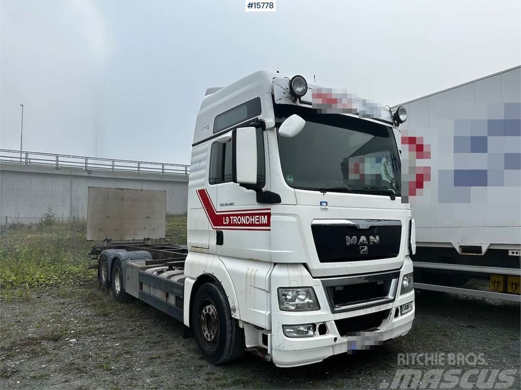 MAN TGX 26.480 6x2 Container truck w/ lift. Rep object Kontti-/tasonostoautot