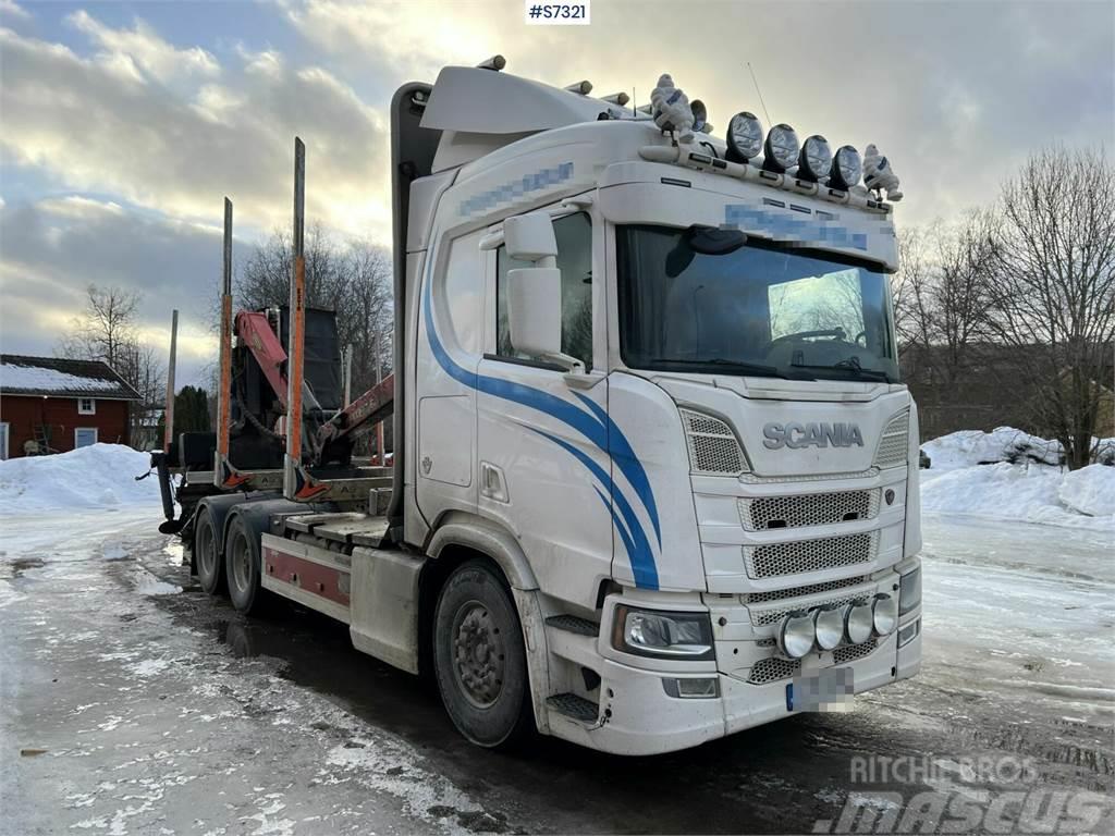 Scania R650 Timber truck with wagon and crane Puuautot