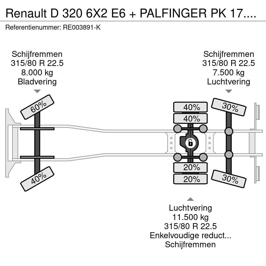 Renault D 320 6X2 E6 + PALFINGER PK 17.001 + REMOTE Mobiilinosturit