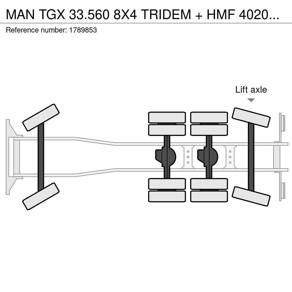 MAN TGX 33.560 8X4 TRIDEM + HMF 4020-K8 KRAAN/KRAN/CRA Nosturiautot