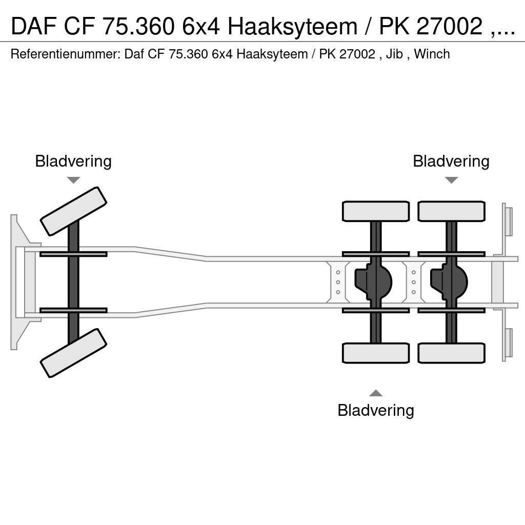 DAF CF 75.360 6x4 Haaksyteem / PK 27002 , Jib , Winch Koukkulava kuorma-autot