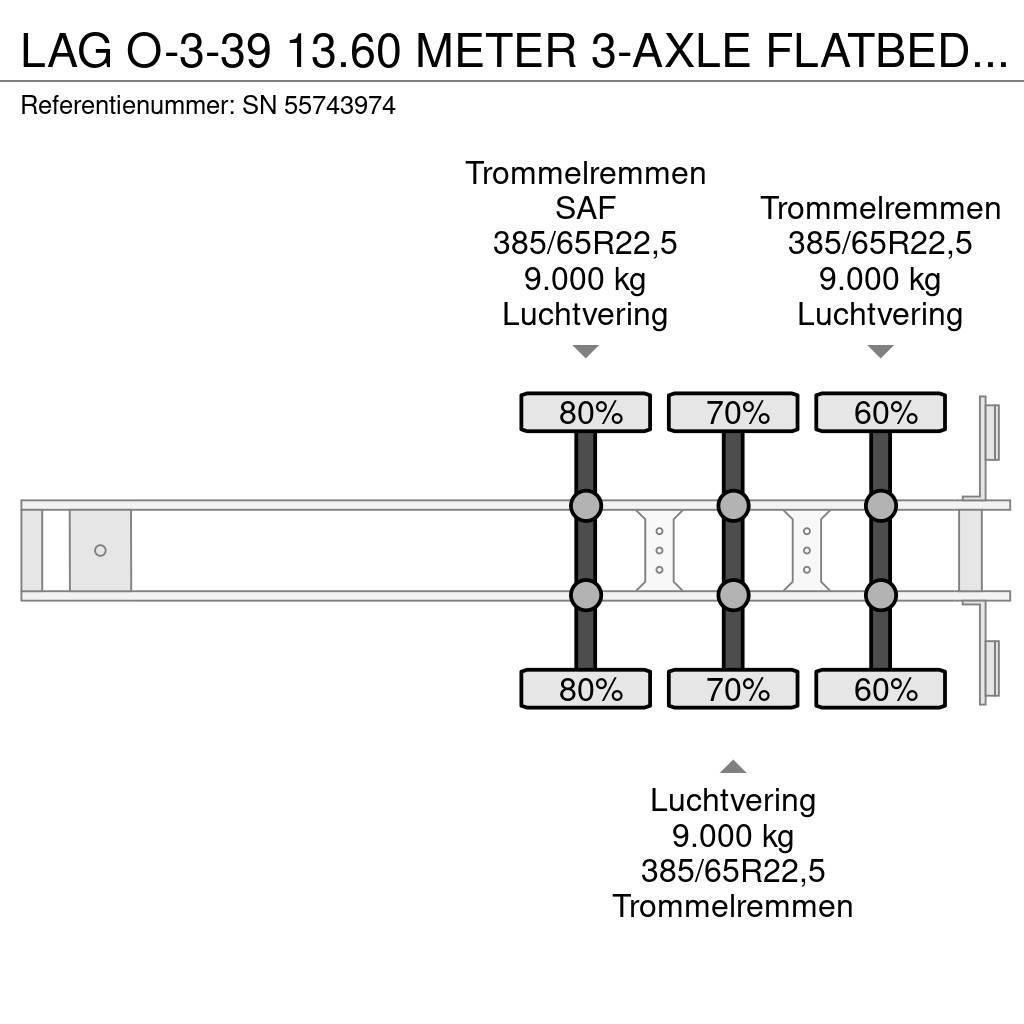 LAG O-3-39 13.60 METER 3-AXLE FLATBED (DRUM BRAKES / A Lavapuoliperävaunut