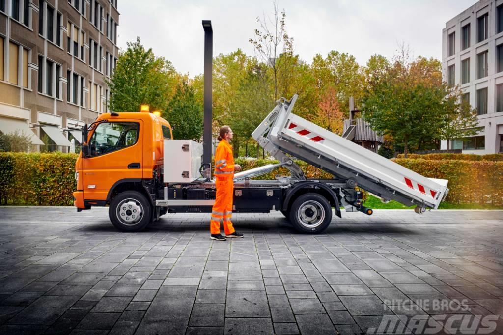 Fuso eCanter ellastbil 8,55 ton lastväxlare Koukkulava kuorma-autot