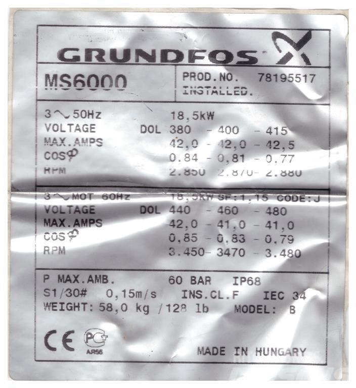 Grundfos SP60/11 - 25 HK Muut