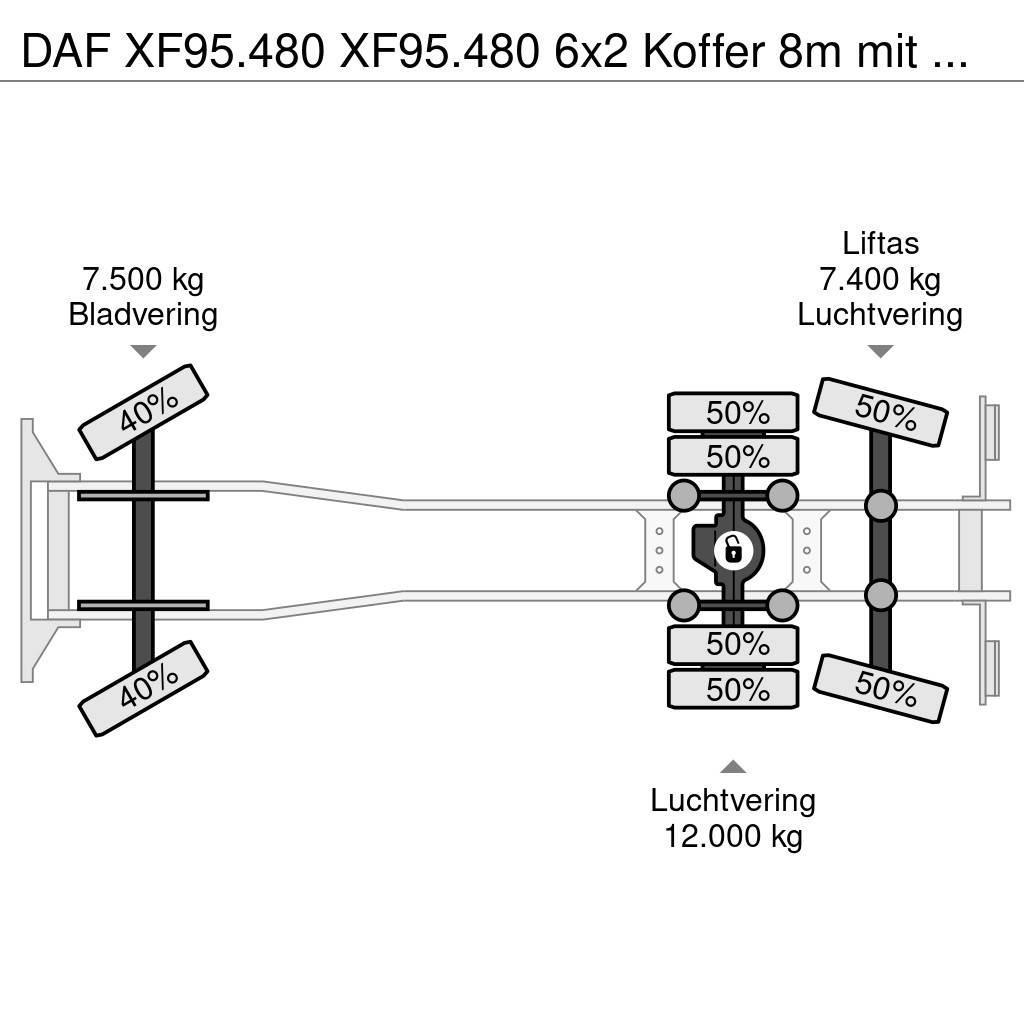 DAF XF95.480 XF95.480 6x2 Koffer 8m mit LBW Umpikorikuorma-autot