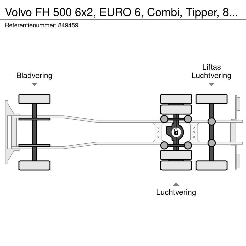 Volvo FH 500 6x2, EURO 6, Combi, Tipper, 84 M3 Sora- ja kippiautot
