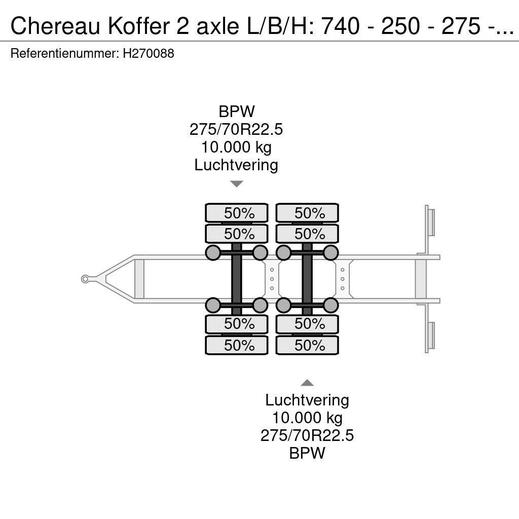 Chereau Koffer 2 axle L/B/H: 740 - 250 - 275 - BPW Axle Umpikoriperävaunut
