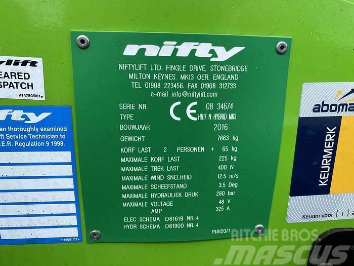 Niftylift HR17N Hybrid, hoogwerker, 17 meter Muut henkilönosturit