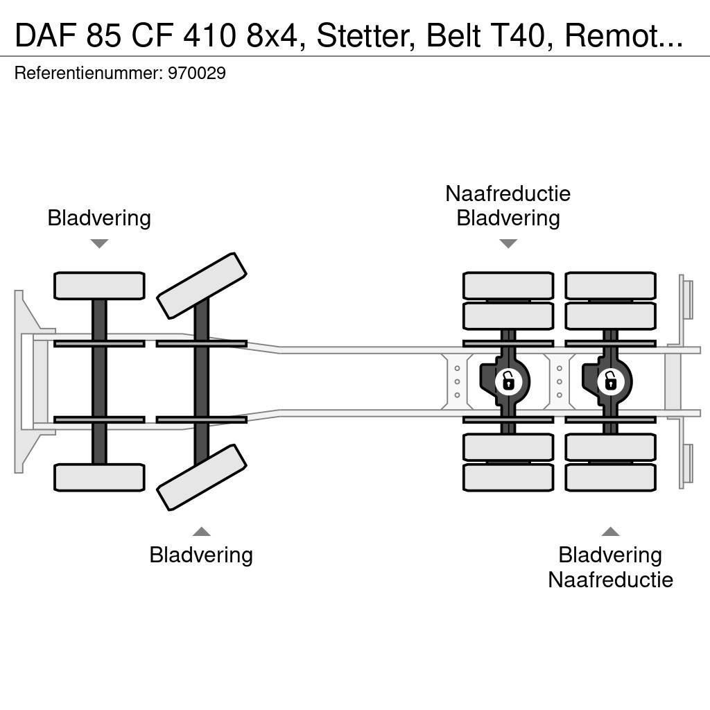 DAF 85 CF 410 8x4, Stetter, Belt T40, Remote, Steel su Betonikuorma-autot