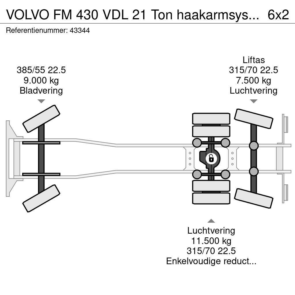 Volvo FM 430 VDL 21 Ton haakarmsysteem Koukkulava kuorma-autot