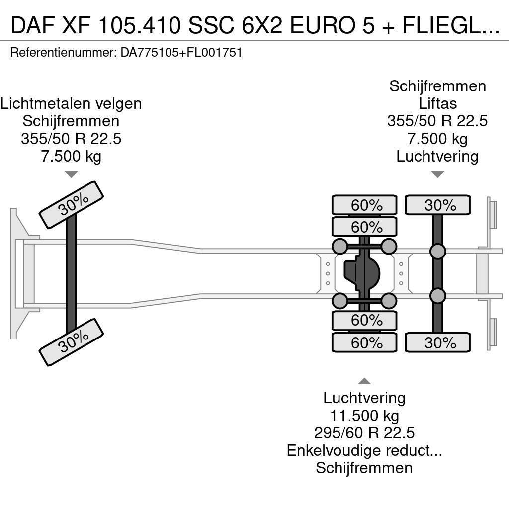 DAF XF 105.410 SSC 6X2 EURO 5 + FLIEGL 2 AXLE Kylmä-/Lämpökori kuorma-autot