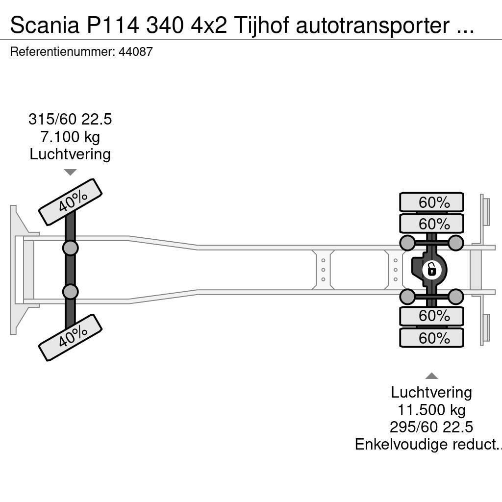 Scania P114 340 4x2 Tijhof autotransporter met hydraulisc Autonkuljetusautot