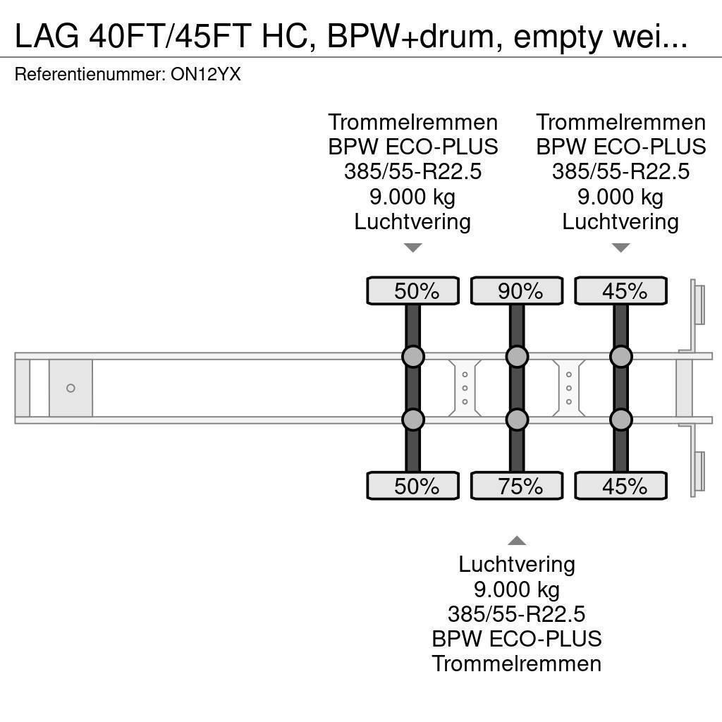 LAG 40FT/45FT HC, BPW+drum, empty weight: 4.120kg, NL- Konttipuoliperävaunut