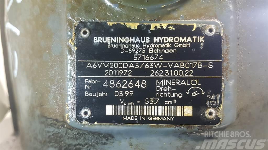 Brueninghaus Hydromatik A6VM200DA5/63W - Drive motor/Fahrmotor/Rijmotor Hydrauliikka