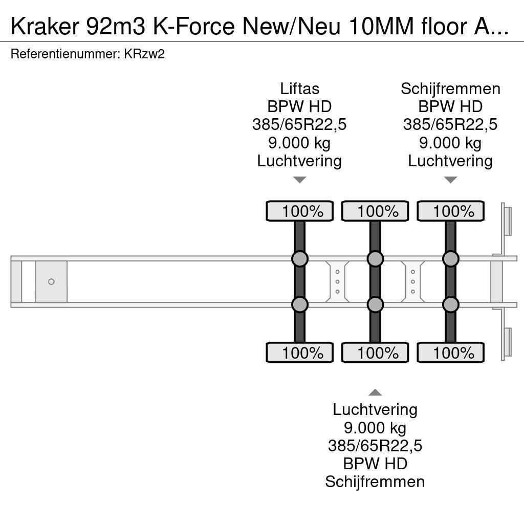 Kraker 92m3 K-Force New/Neu 10MM floor Alcoa's Liftachse Walking floor-puoliperävaunut