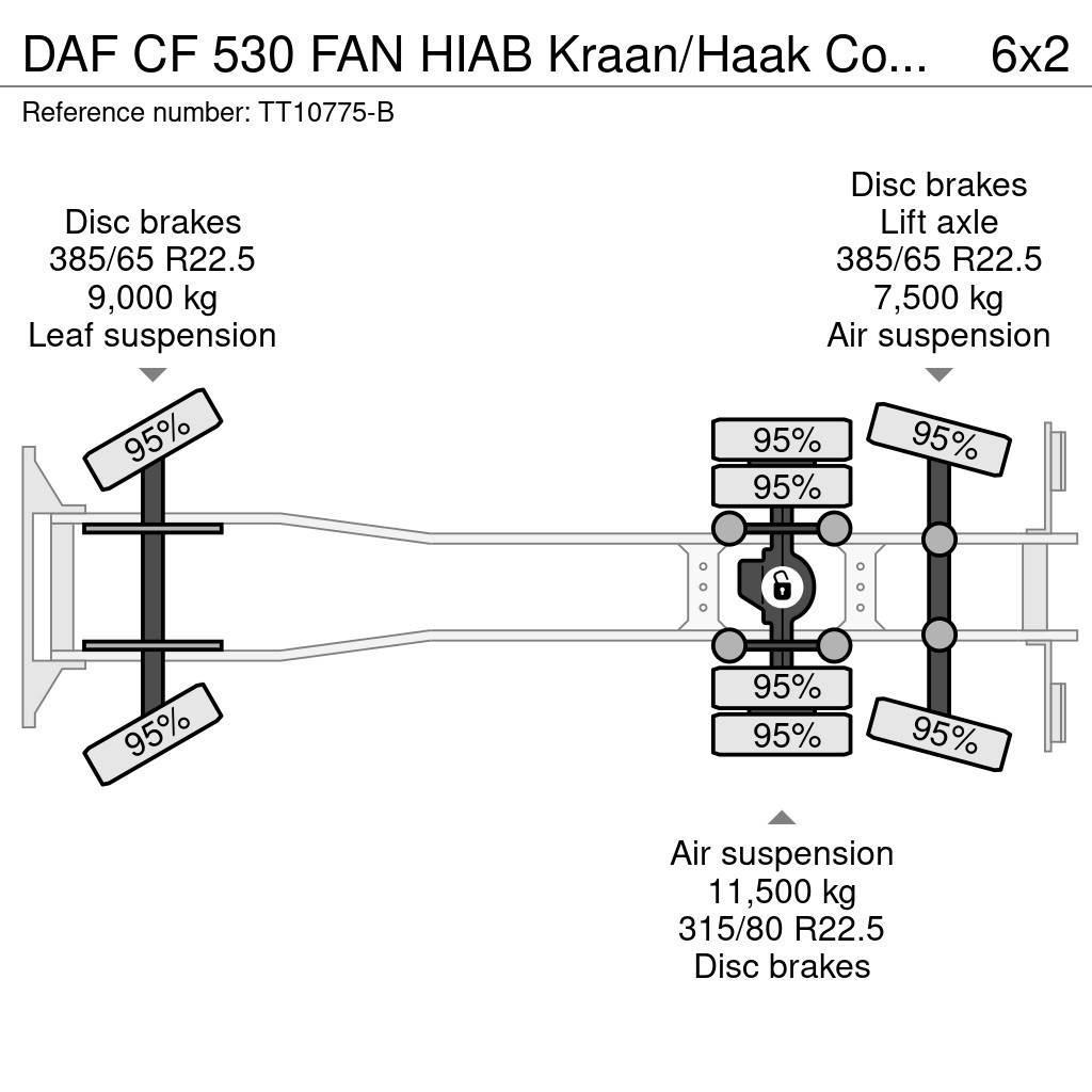 DAF CF 530 FAN HIAB Kraan/Haak Combikeuring 12-2030 Mobiilinosturit