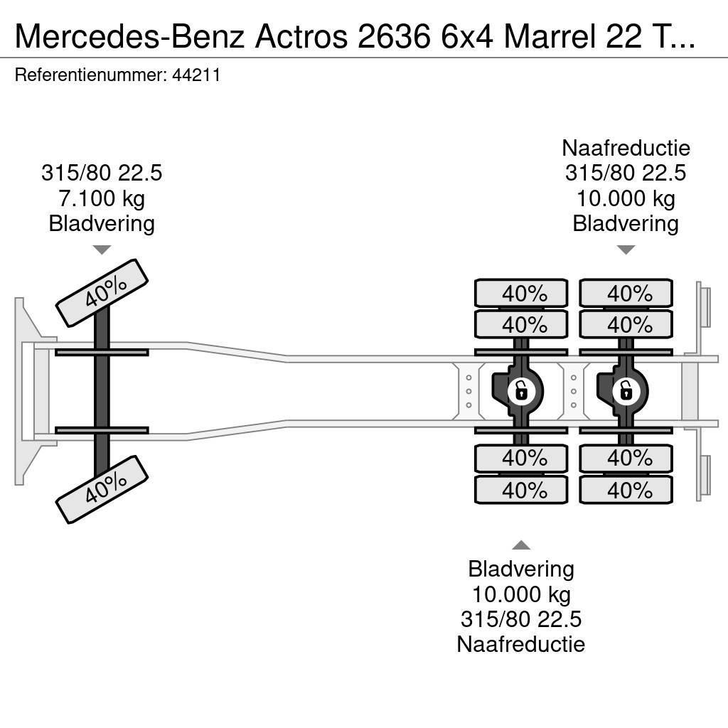 Mercedes-Benz Actros 2636 6x4 Marrel 22 Ton haakarmsysteem Manua Koukkulava kuorma-autot
