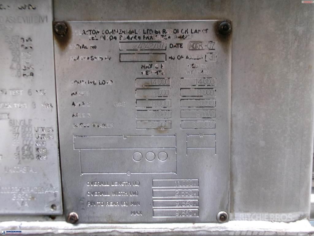  Clayton Chemical tank inox 37.5 m3 / 1 comp Säiliöpuoliperävaunut