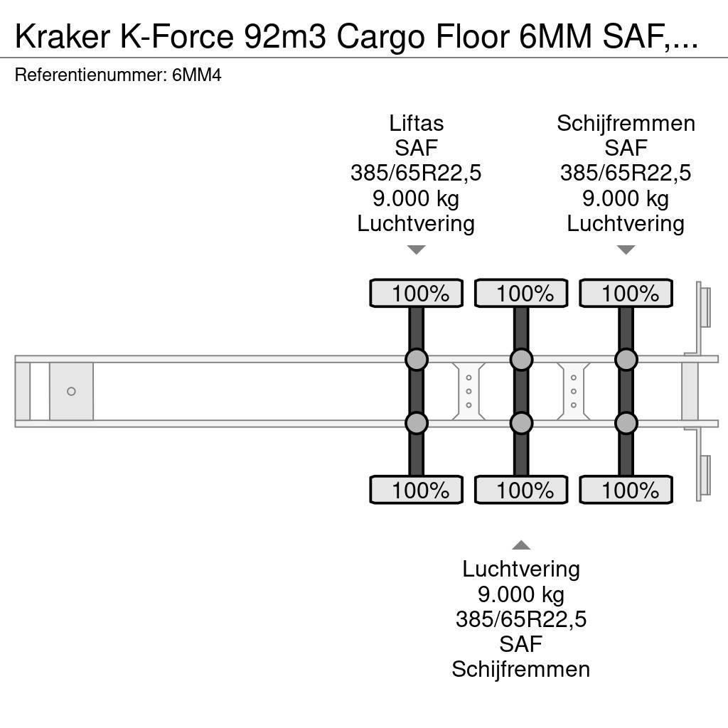 Kraker K-Force 92m3 Cargo Floor 6MM SAF, Liftachse, Remot Walking floor-puoliperävaunut