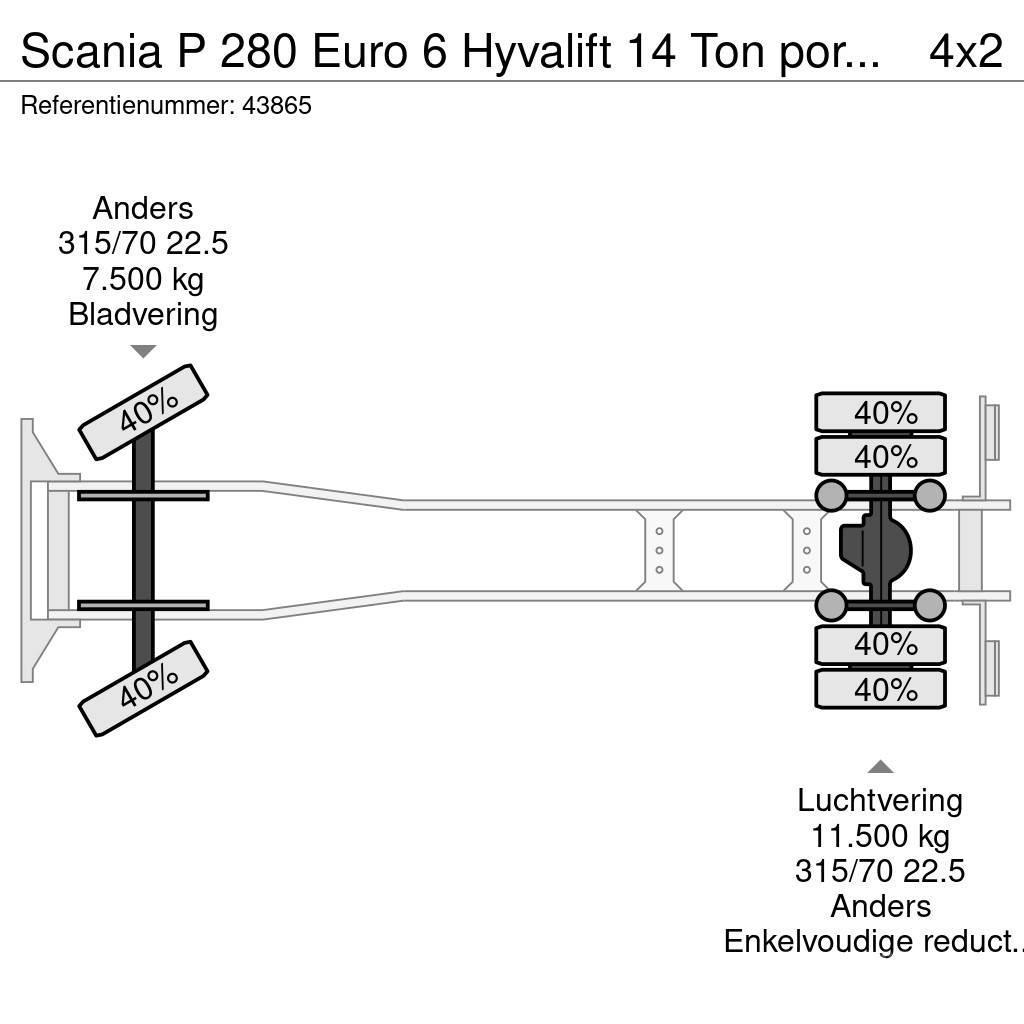 Scania P 280 Euro 6 Hyvalift 14 Ton portaalarmsysteem Nostovarsi-vaihtolavakuorma-autot
