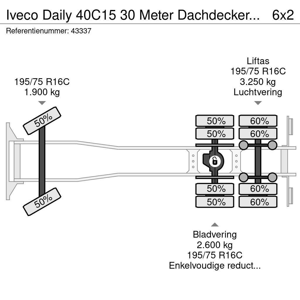Iveco Daily 40C15 30 Meter Dachdecker Kran + Fly-Jib Mobiilinosturit