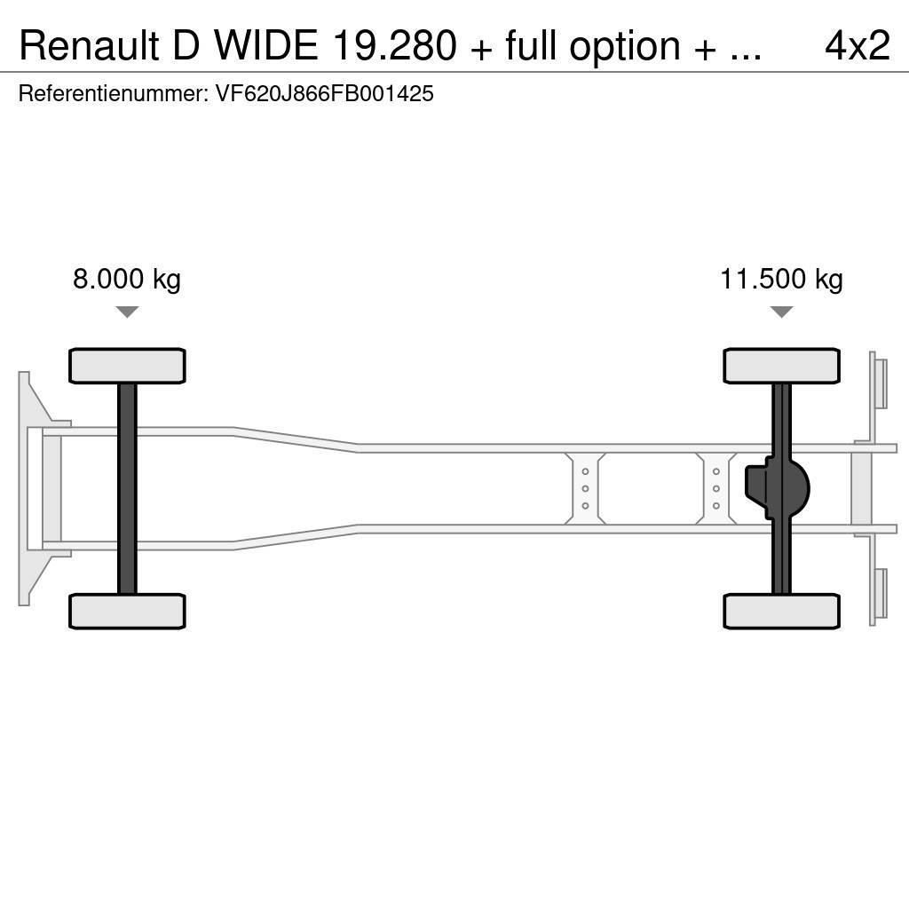 Renault D WIDE 19.280 + full option + REMOTE + EURO 6 HIAB Nostovarsi-vaihtolavakuorma-autot