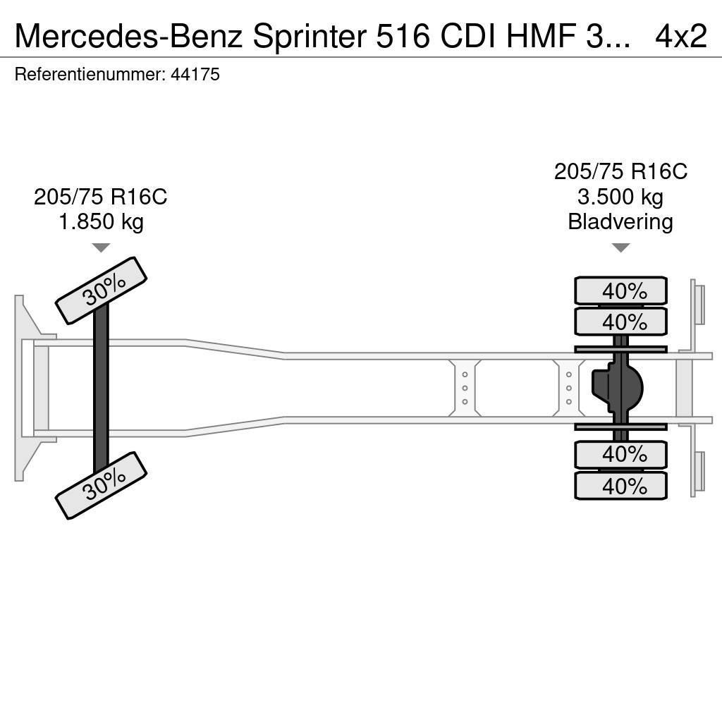 Mercedes-Benz Sprinter 516 CDI HMF 3 Tonmeter laadkraan Mobiilinosturit
