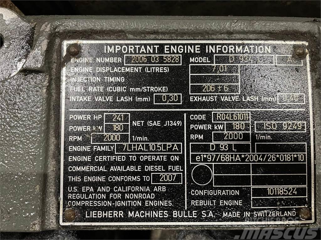 Liebherr D934L A6 motor ex. Liebherr HS835HD kran Moottorit