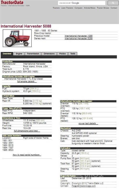International 5088 Traktorit