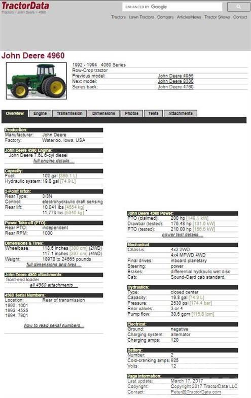 John Deere 4960 Traktorit