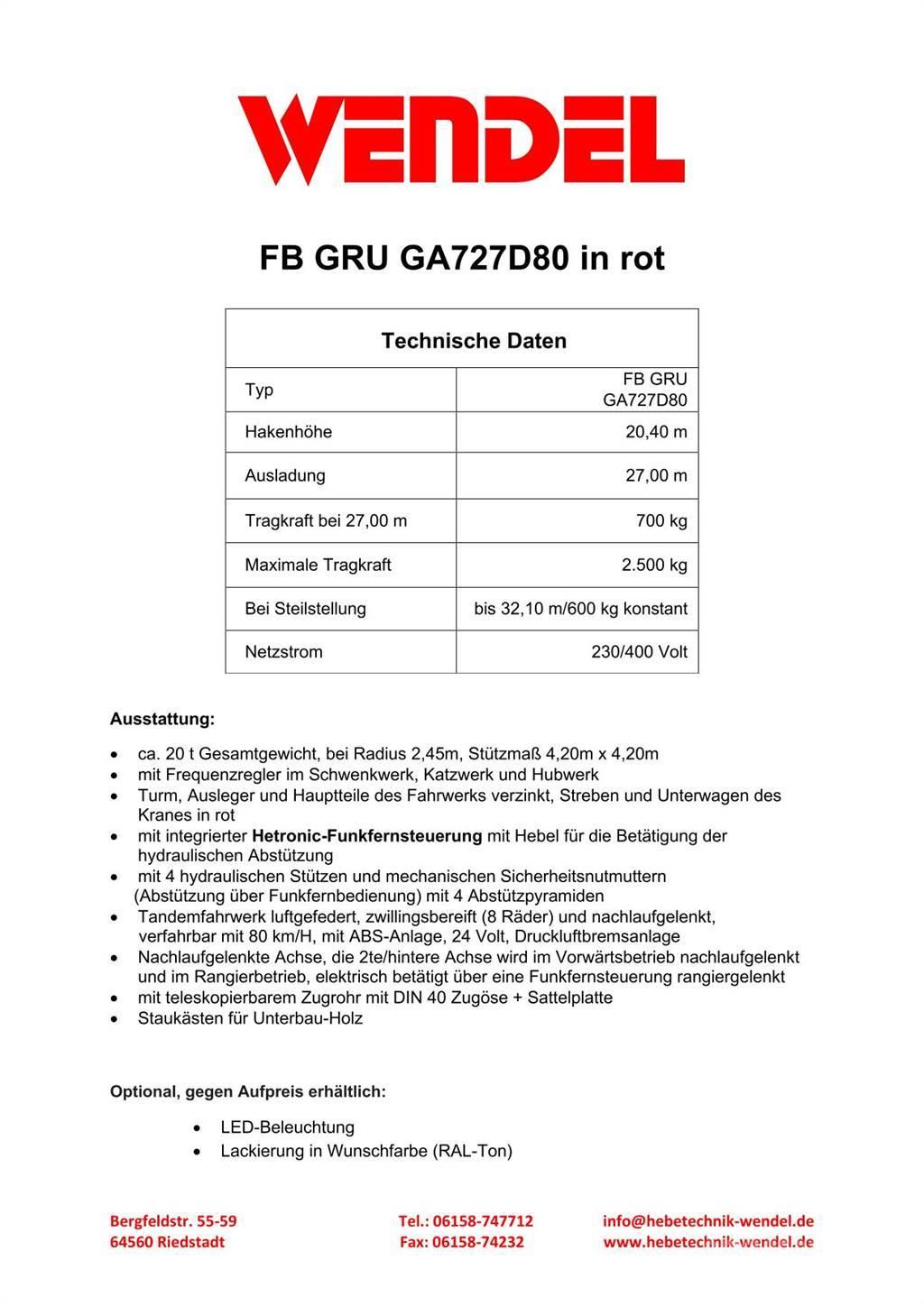 FB GRU GA727D80 Torninosturit
