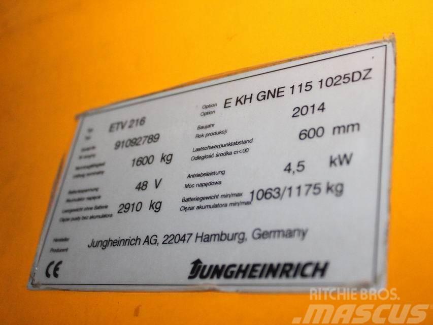 Jungheinrich ETV 216 E KH GNE 115 1025DZ Työntömastotrukit
