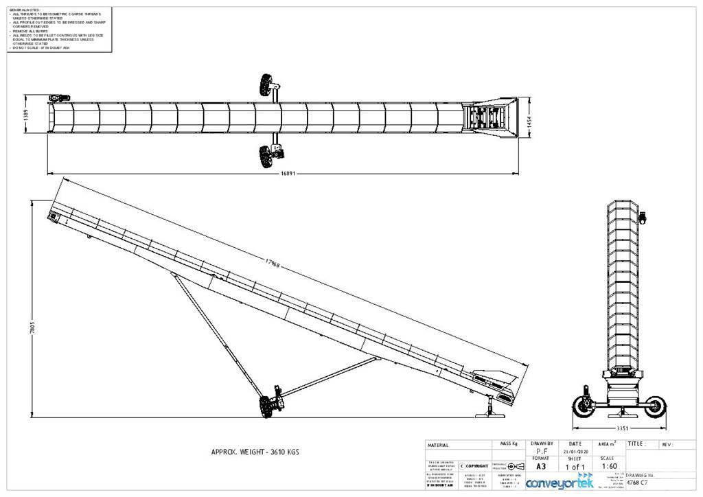  Conveyortek 60ft x 900mm Stockpiling Conveyor Kuljettimet