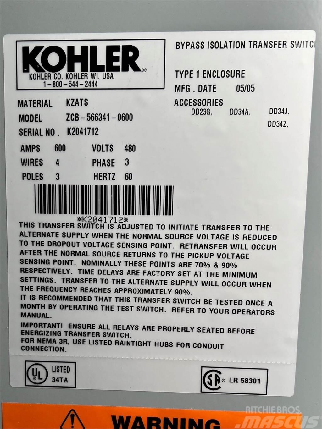 Kohler 600amp 480V Sähkö ja elektroniikka